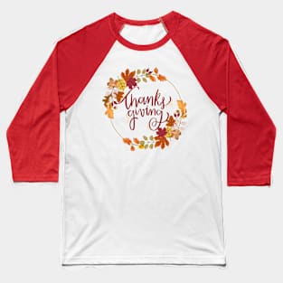 Thanksgiving Foliage Wreath Baseball T-Shirt